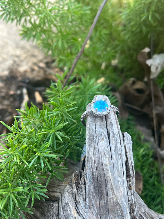 Blue Opal Ring (Round) (#17)